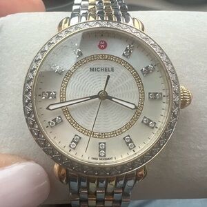 Michele Sidney Classic White MOP Diamond Dial Ladies Watch MWW30B000002